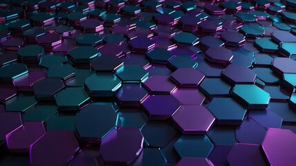 Fototapeta premium Abstract Hexagon Pattern Teal and Purple 3D Geometric Background