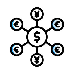 Obraz premium Currency Network Icon Representing Global Finance and Economic Connectivity