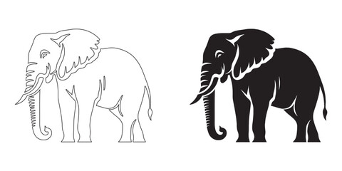 Refined elephant silhouette ideal for logos or merchandise – bold shape and crisp vector lines – elephant icon – elephant illustration – elephant lineart – elephant line art

