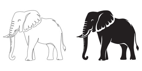 Creative elephant silhouette for stock downloads – clean flat vector illustration and modern line art – elephant icon – elephant outline – elephant lineart


