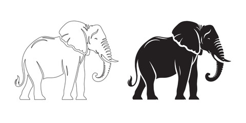 Artistic elephant silhouette with subtle natural curves – vector and outline ready for stock use – elephant icon – elephant illustration – elephant lineart – elephant line art

