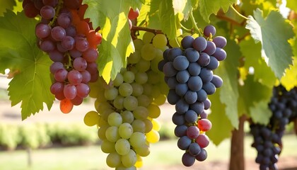Fototapeta premium Ripe Grapes Hanging on the Vine