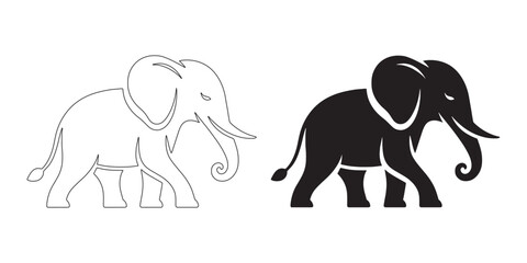 Elegant elephant silhouette crafted for branding and digital use – clean line art with vector detail – elephant icon – elephant illustration – elephant lineart – elephant line art

