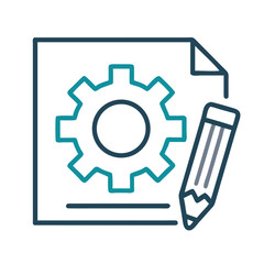 Obraz premium Gear with Pencil Icon Representing Technical Drawing and Engineering Design