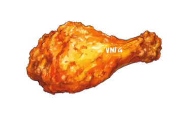 Isolated crispy fried chicken drumstick food illustration on black background art
