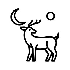 Icon of the moon with a deer