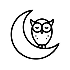Moon icon with owl