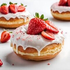 Delicious Strawberry Donuts with White Icing