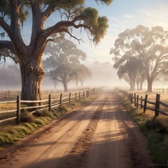 Fototapeta premium Misty Morning Country Road