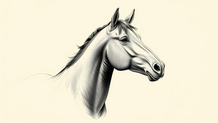 Obraz premium A captivating pencil drawing showcases the graceful head of a horse, highlighting its elegant profile.