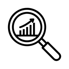 Magnifying Glass with Graph Icon Representing Economics and Market Analysis