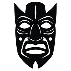 Tribal Mask Silhouette Vector Illustration Ancient Culture And Tradition Ornament Isolated.