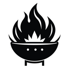 Barbecue Grill With Flames Silhouette Graphic For Summer Cookouts And Outdoor Events.