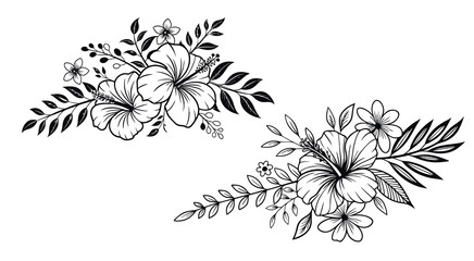 Abstract floral decoration flowers vector Design line art illustration silhouettes Floral vintage sketch   