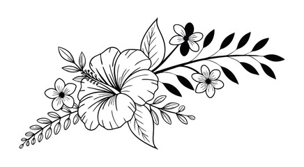 Abstract floral decoration flowers vector Design line art illustration silhouettes Floral vintage sketch   