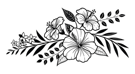 Abstract floral decoration flowers vector Design line art illustration silhouettes Floral vintage sketch   