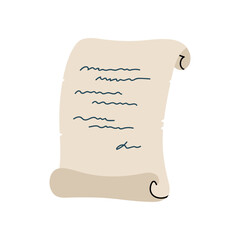 Paper scroll isolated on a white background. Vector hand-drawn illustration in flat style. Perfect for decorations, logo, various designs.