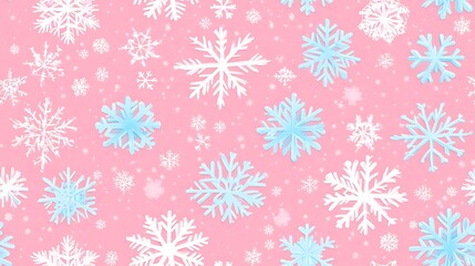 Pink Pastel Snowflake Pattern Background Winter Holiday Design