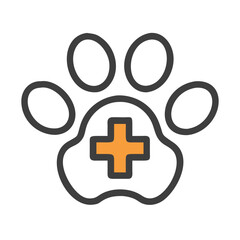 Obraz premium Paw with Cross Icon Representing Veterinary Science and Animal Healthcare