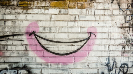 Happy Smile Graffiti Style on White Background