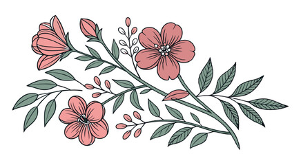 Abstract floral decoration flowers vector Design line art illustration silhouettes Floral vintage sketch   