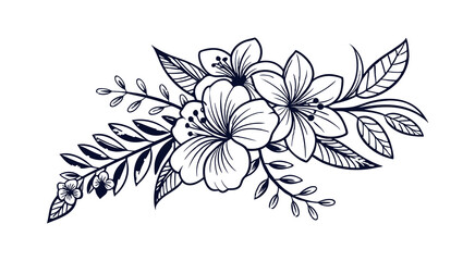 Abstract floral decoration flowers vector Design line art illustration silhouettes Floral vintage sketch   
