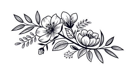 Abstract floral decoration flowers vector Design line art illustration silhouettes Floral vintage sketch   
