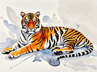 Ember and ink bengal tiger isolated watercolor vector illustration svg 