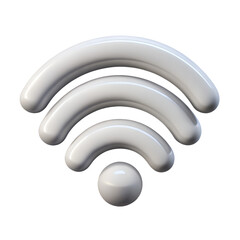 This glossy 3D icon represents a wireless network connection with a recognizable wi-fi symbol for internet and communication technology