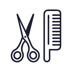Scissors and Comb Icon Representing Hairdressing and Salon Services