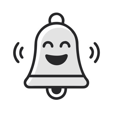 Smiling Bell Icon Representing School Bell or Preschool Notification