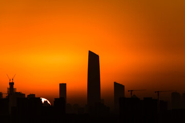sunset in the city