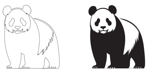 Simple panda silhouette for nature-themed designs – clean vector with subtle lineart – panda icon – panda illustration – panda lineart – panda line art

