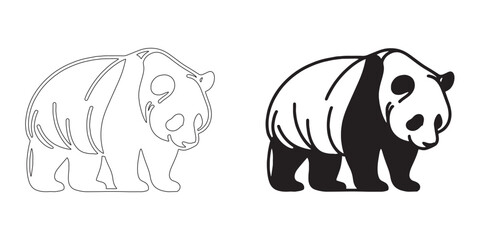 Modern panda silhouette drawn in smooth vector style – minimalist panda lineart – panda icon – panda illustration – panda line art

