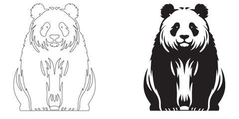 Playful panda silhouette in flat vector design – perfect for modern branding – panda icon – panda illustration – panda lineart – panda line art

