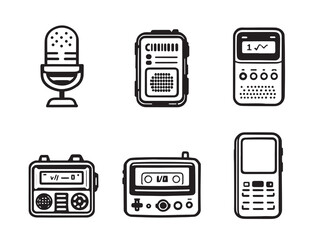 Voice Recorder Vector Line Drawing
