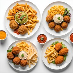 Delicious Fried Food Platters with Dipping Sauces