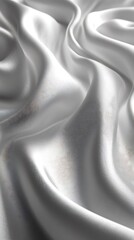 Obraz premium Elegant Silver Satin Phone Wallpaper Flowing Shiny Fabric with Soft Folds | Luxury 4K Mobile Background