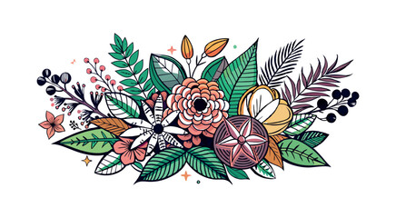Abstract floral decoration flowers vector Design line art illustration silhouettes Floral vintage sketch   