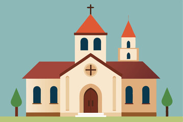 Flat design christian church building Vector illustration