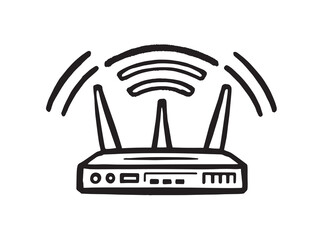 WiFi Router Clear Vision Simple Line Art White Background
