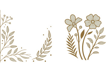 Abstract floral decoration flowers vector Design line art illustration silhouettes Floral vintage sketch   