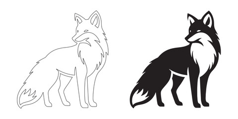 Modern fox silhouette in clean vector format – minimalist line art style – fox icon – fox illustration – fox lineart – fox line art

