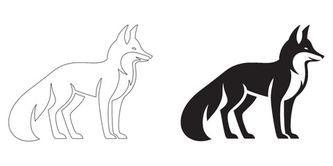Stylish fox silhouette for logo and creative design – professional vector with fine line art – fox icon – fox illustration – fox lineart

