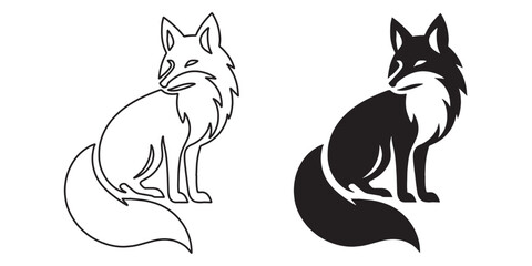 Elegant fox silhouette designed in minimalist outline style – fox vector – fox illustration – fox lineart – fox icon – fox line art

