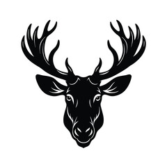 Naklejka premium moose head wide antlers vector art silhouette