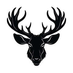 moose head wide antlers vector art silhouette