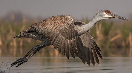 Obraz premium Sandhill Crane Taking Flight