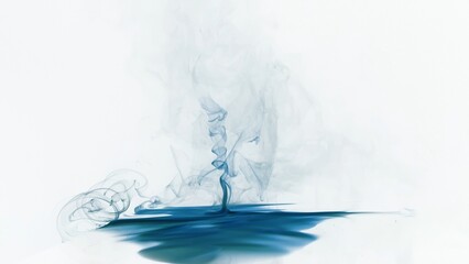 Blue Smoke Swirl Against Light Background