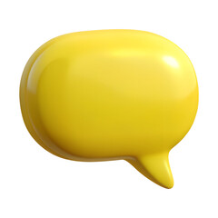 A yellow 3D speech bubble icon conveys a blank message for chat communication